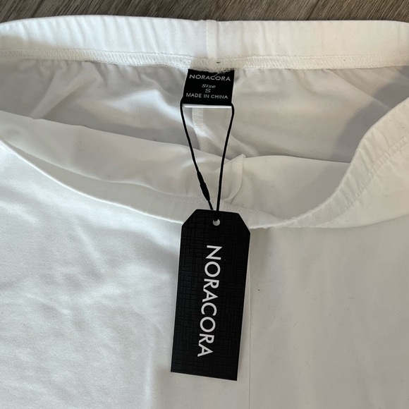 NWT NORACORA Pajama Bottoms White Jersey with Lace Detail at Ankle, S - Picture 4 of 6